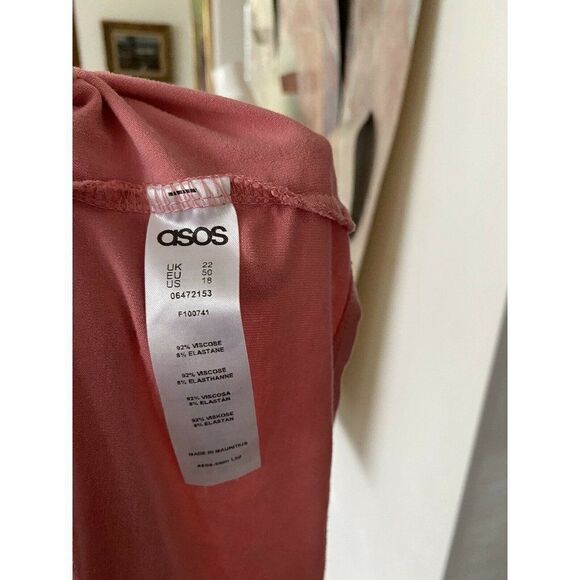 Asos Pink Square Neck Blouse Top Size 18 Long Sleeve - Picture 9 of 10